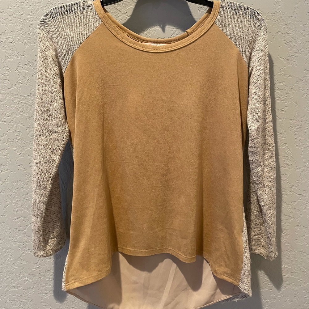 Dillards Girls XL Suede Sweater Sleeve Top